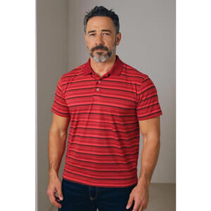 PGA Tour Shirt Adult Large Red Stripe Short Sleeve Dry-Fit Golf Classic Golfing